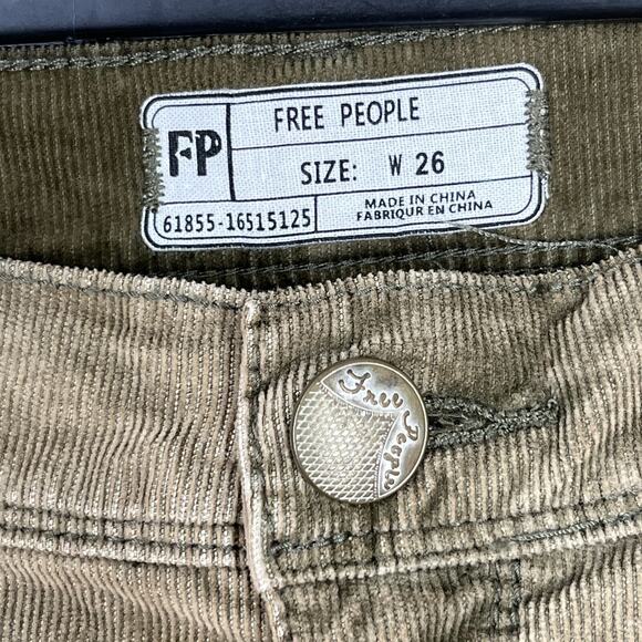Free‎ People Womens Corduroy Skinny Pants/Jeans 26 Olive Stretch Casual FP - Picture 3 of 8